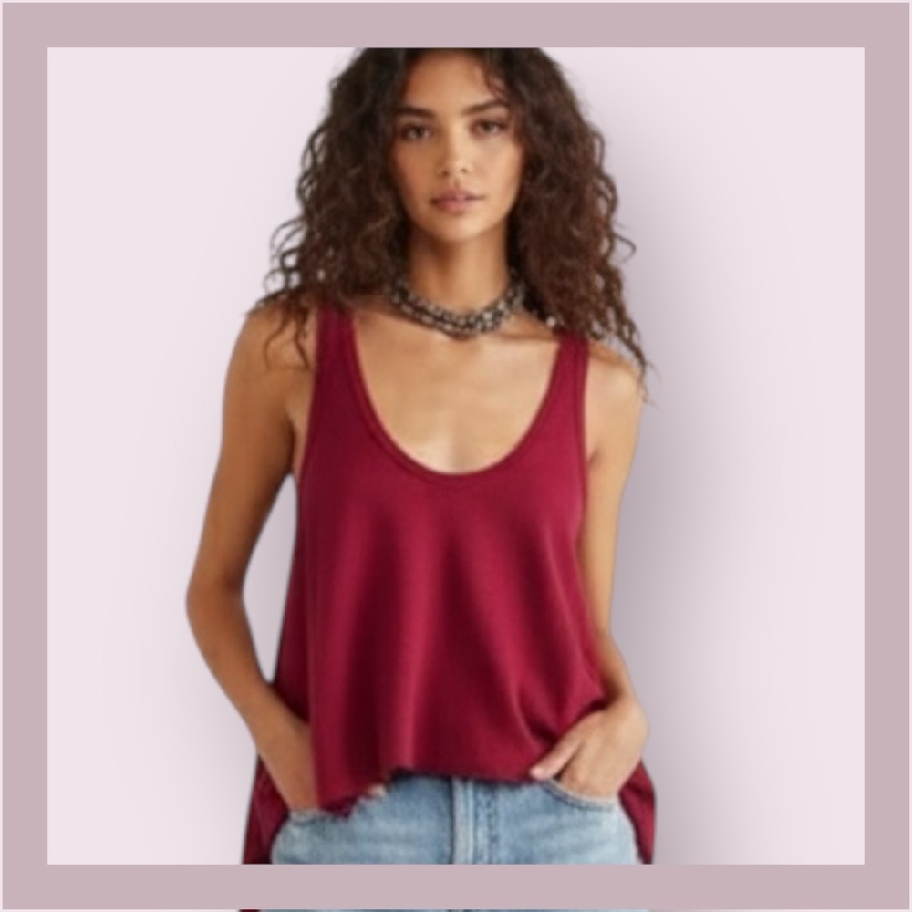 Free People Sing La La Gone Goji Handkerchief Hem Tank